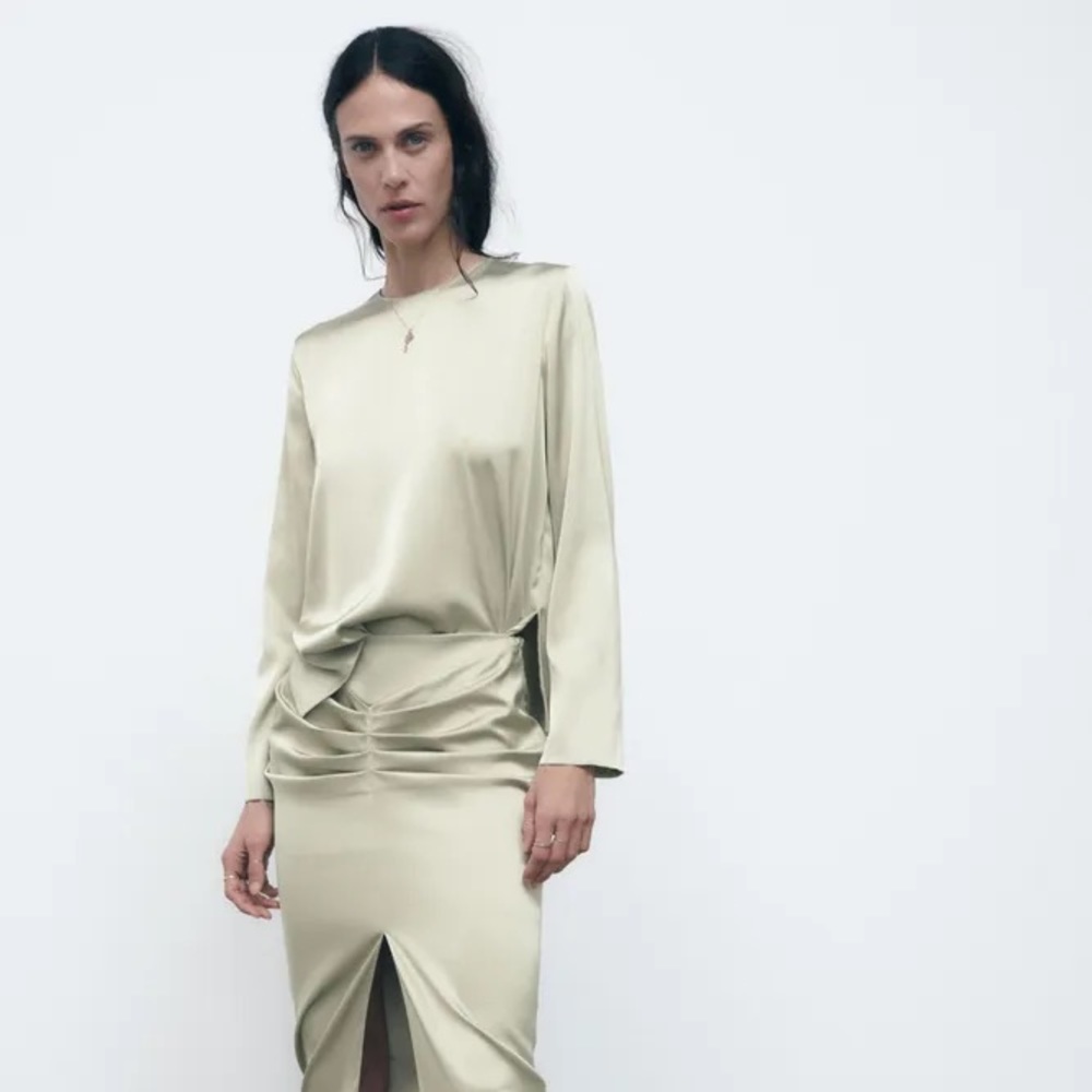 Zara Vented Satin Effect Top - NWT